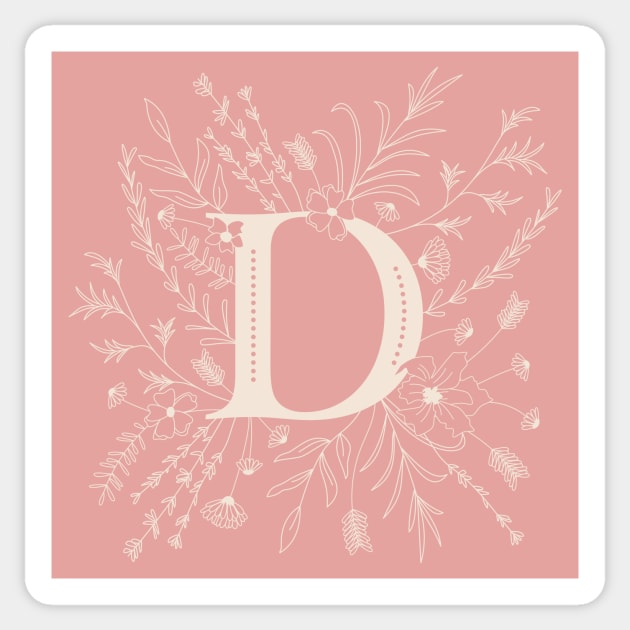 Botanical Letter D (Hibiscus Pink) Sticker by Cascade Patterns